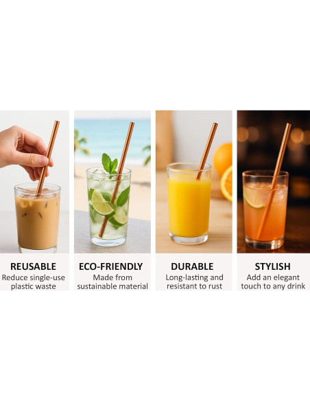 Popotes Reutilizables de Cobre Modern Home - 21.6 cm - Juego de 2