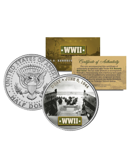 Moneda de Medio Dólar JFK Kennedy 1944 Colorizada - Merrick Mint