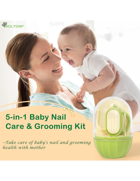 Kit de Uñas para Bebés 5 en 1 Soltdsp Verde con Estuche