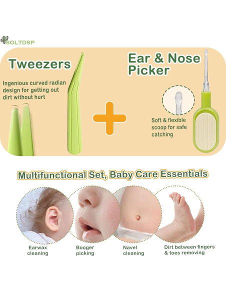 Kit de Uñas para Bebés 5 en 1 Soltdsp Verde con Estuche