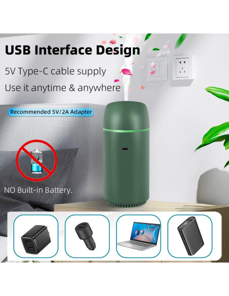 Difusor de Aromaterapia Szyuwolf Mini USB 100ml Verde Difusor de Aromaterapia Szyuwolf Mini USB 100ml Verde