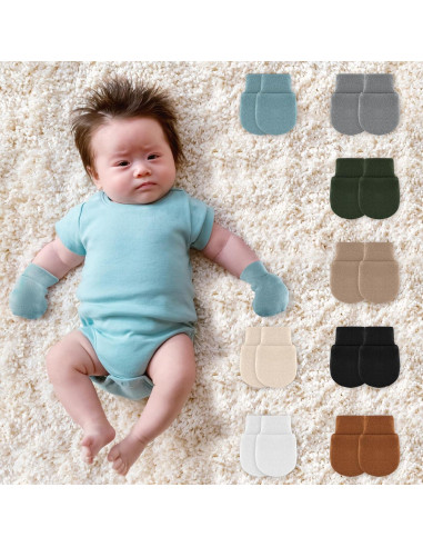 Cuffbow 16 Pares de Manoplas Antirrasguños Bebés 0-6 Meses