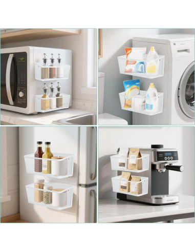 Estante de Especias Magnético VAlinks 2 Piezas Blanco 27.94cm