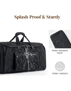 Bolsa Duffle S-ZONE 50L Negra 2 en 1 con Bolsa de Aseo 2