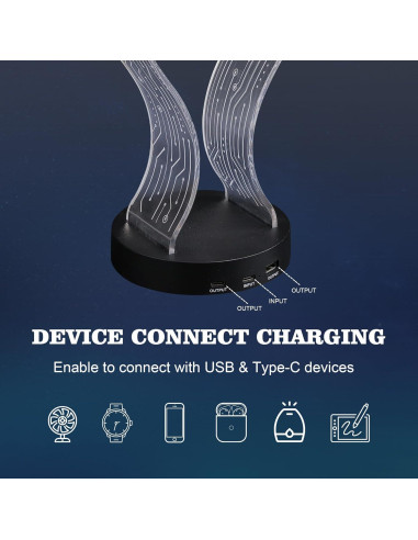 Soporte para Auriculares Ammonite con Luz LED y Carga USB