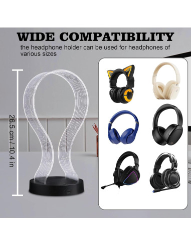 Soporte para Auriculares Ammonite con Luz LED y Carga USB