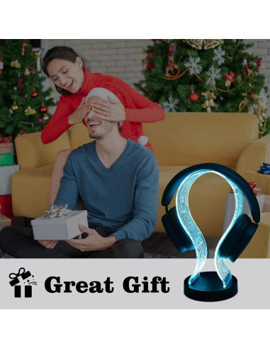 Soporte para Auriculares Ammonite con Luz LED y Carga USB