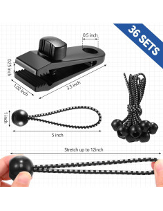 Yulejo 72 Pcs Clips de Lona y Cuerdas Bungee para Camping 2