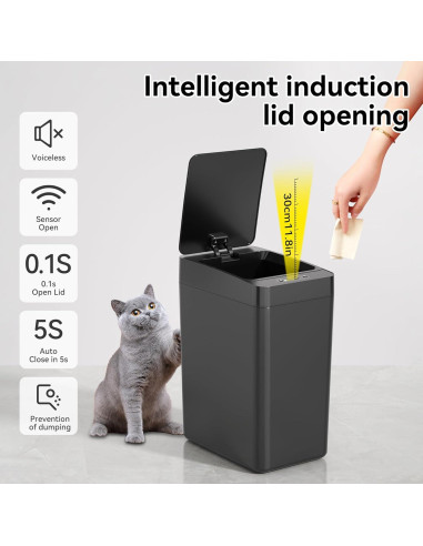 Basurero Automático Kaylowe 9.84L Sin Tacto Negro