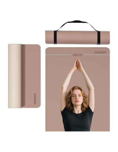 Alfombrilla de Yoga Antideslizante WUWAN 182x81 cm 8mm TPE Beige