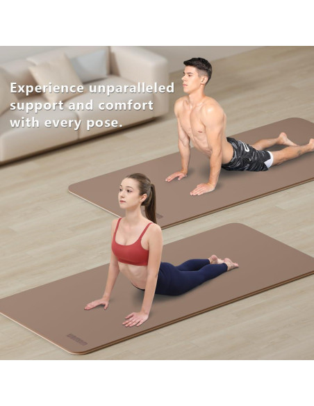 Alfombrilla de Yoga Antideslizante WUWAN 182x81 cm 8mm TPE Beige
