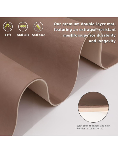 Alfombrilla de Yoga Antideslizante WUWAN 182x81 cm 8mm TPE Beige