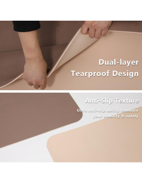 Alfombrilla de Yoga Antideslizante WUWAN 182x81 cm 8mm TPE Beige