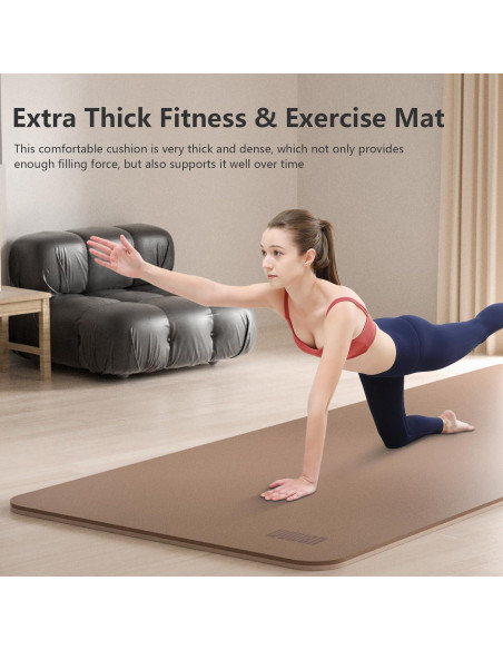 Alfombrilla de Yoga Antideslizante WUWAN 182x81 cm 8mm TPE Beige