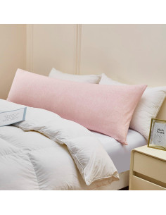 Funda de Almohada de Cuerpo Oubonun 100% Algodón Rosa Bebé 53x137cm 2