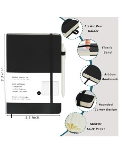 Coopay 6 Cuadernos A5 Tapa Dura con Bolígrafos Blancos 100GSM 2