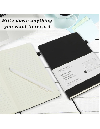 Coopay 6 Cuadernos A5 Tapa Dura con Bolígrafos Blancos 100GSM