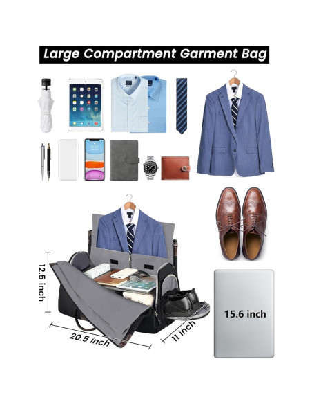 Bolsa de Ropa Duffle Jiefeike 2 en 1 para Viaje Negro