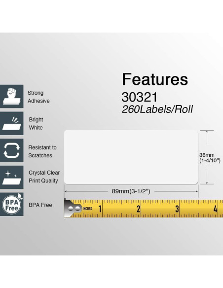 Etiquetas de Dirección BETCKEY 30321 - 36mm x 89mm - 6 Rollos