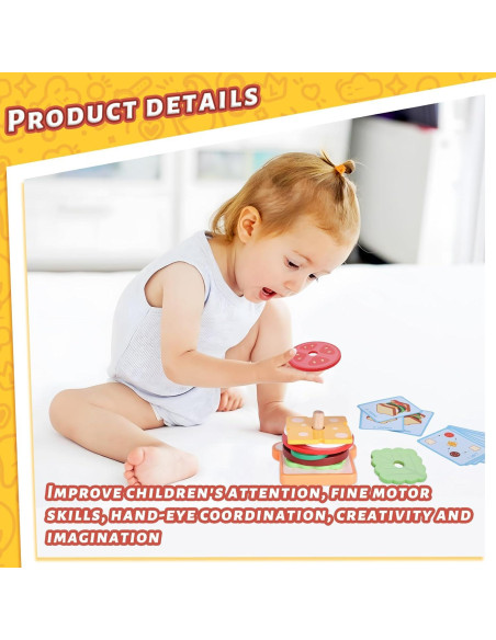 Juguete de Apilamiento de Hamburguesas de Madera LOVESTOWN