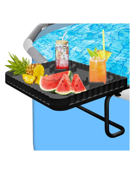 Barra de piscina elevada KBOROVER con 2 portavasos - Negro