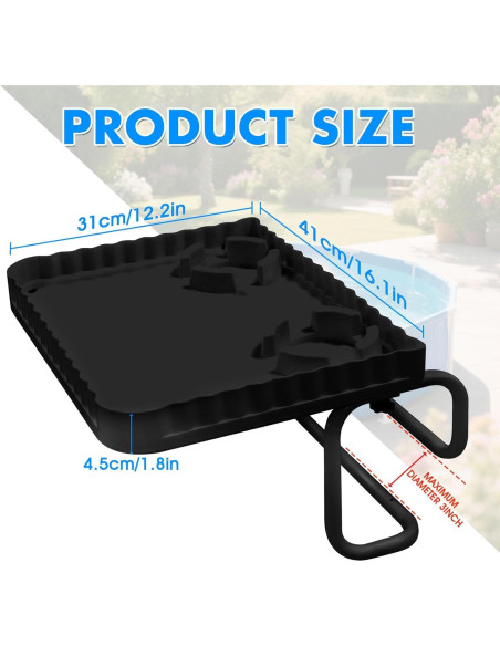 Barra de piscina elevada KBOROVER con 2 portavasos - Negro