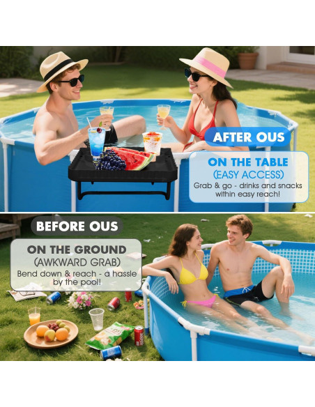 Barra de piscina elevada KBOROVER con 2 portavasos - Negro