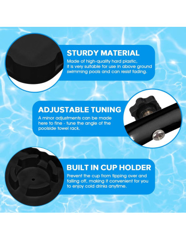 Barra de piscina elevada KBOROVER con 2 portavasos - Negro