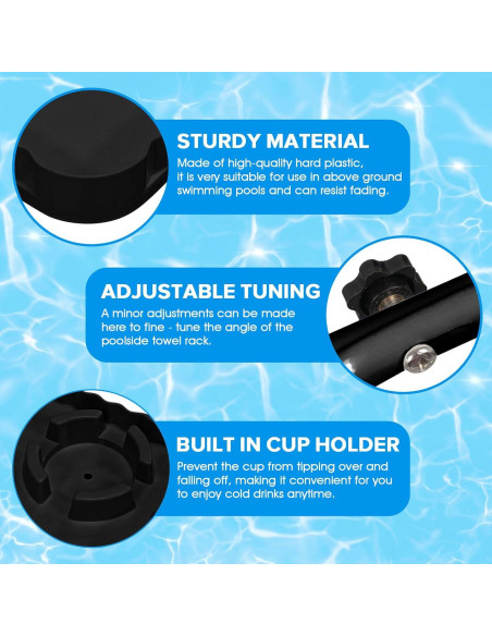 Barra de piscina elevada KBOROVER con 2 portavasos - Negro