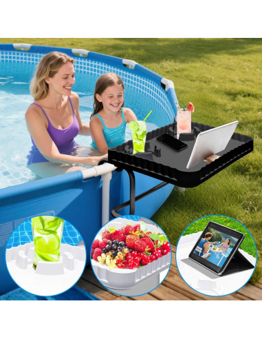 Barra de piscina elevada KBOROVER con 2 portavasos - Negro