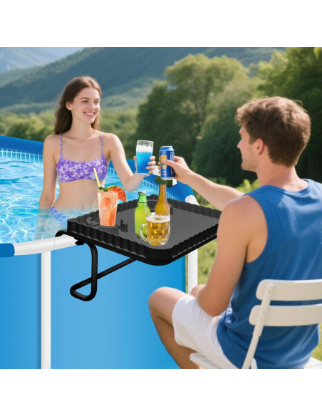 Barra de piscina elevada KBOROVER con 2 portavasos - Negro