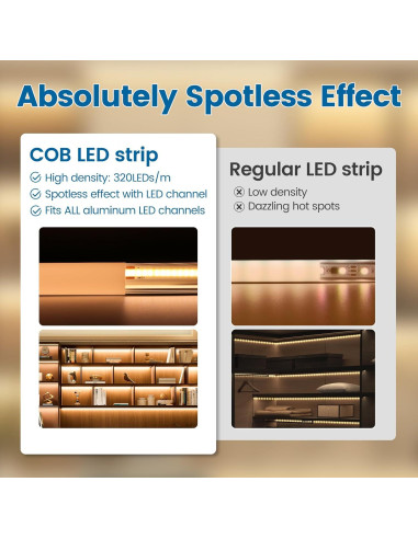 Tira de Luz LED Muzata SH3L 5M 320LED/m 3000K Blanco Cálido