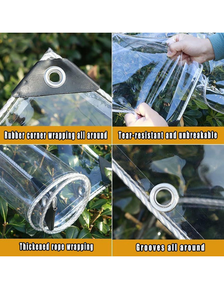 Lona Transparente 0.9x1.8m Harmkrola PVC Impermeable 16Mil