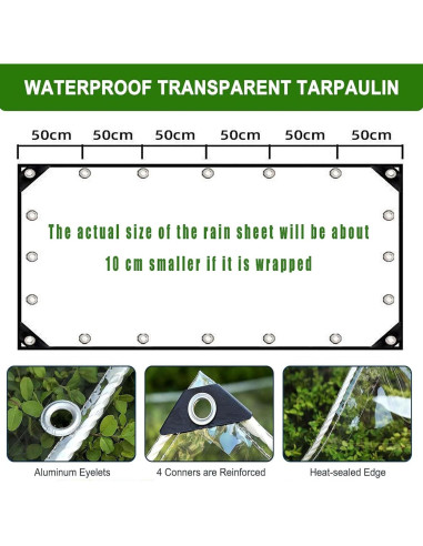 Lona Transparente 0.9x1.8m Harmkrola PVC Impermeable 16Mil