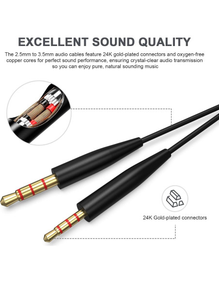 Cable de audio Zosvoses 1.5m 2.5mm a 3.5mm con micrófono