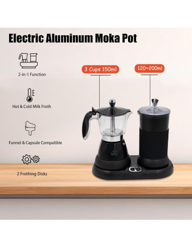 Máquina de Espresso DITOSH 2-en-1 con Espumador de Leche Negro