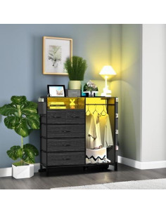 Cómoda Espelism de 5 Cajones con Estante y Luces LED RGB 2