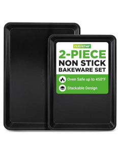 NutriChef Juego de 2 Bandejas Antiadherentes para Hornear 1.49 kg