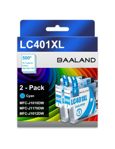 Cartuchos de Tinta Cian LC401XL BAALAND - Paquete de 2 Alto Rendimiento