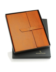 Padfolio de Cuero Sintético GALLAWAY A4 Marrón Ámbar