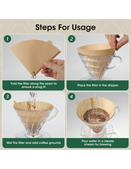 Filtros de café ONIOU V60 02, 100 unidades sin blanquear