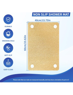 Alfombra de Ducha Antideslizante YOUWEIQU Beige 41x61 cm 2