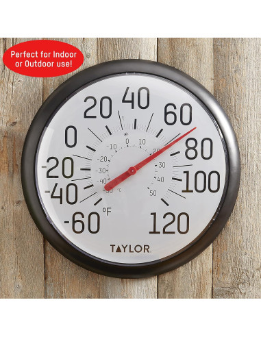 Termómetro de Pared Taylor Grande y Audaz 33.66 cm Negro