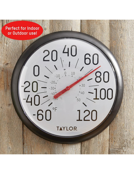 Termómetro de Pared Taylor Grande y Audaz 33.66 cm Negro
