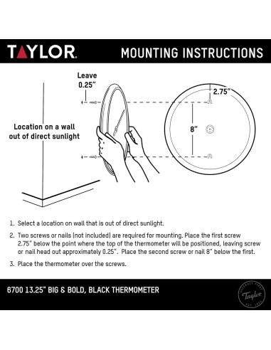 Termómetro de Pared Taylor Grande y Audaz 33.66 cm Negro