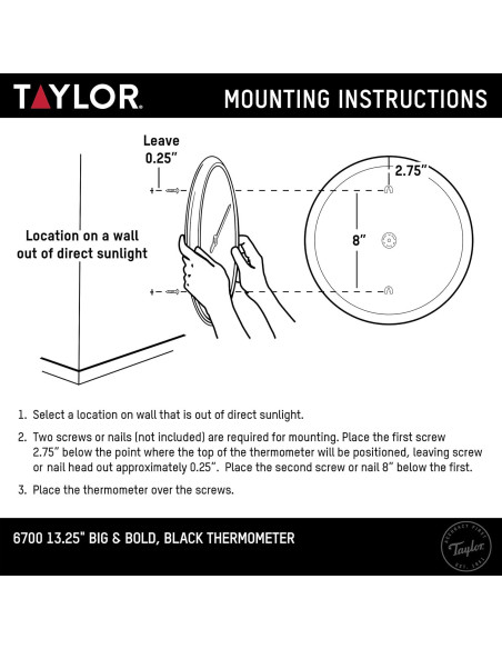 Termómetro de Pared Taylor Grande y Audaz 33.66 cm Negro