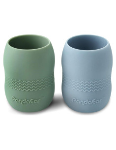 Taza de Silicona para Bebé PandaEar 2 Pack Azul/Verde