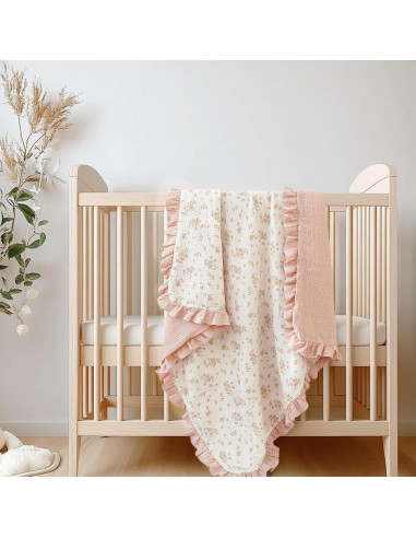Manta de Muselina Konssy para Bebé 101.6x91.4cm Floral