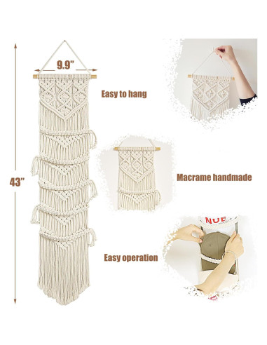 Organizador de Gorras Jontell - Soporte de Macramé Beige
