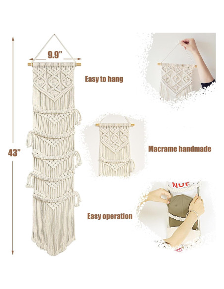 Organizador de Gorras Jontell - Soporte de Macramé Beige